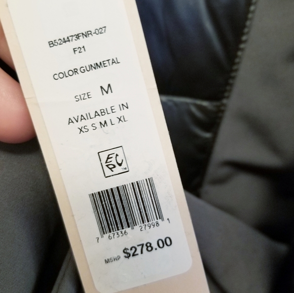 BCBGeneration Quilted Winter Puffer Coat in Gun Metal with Fur lined Hood - Picture 3 of 16